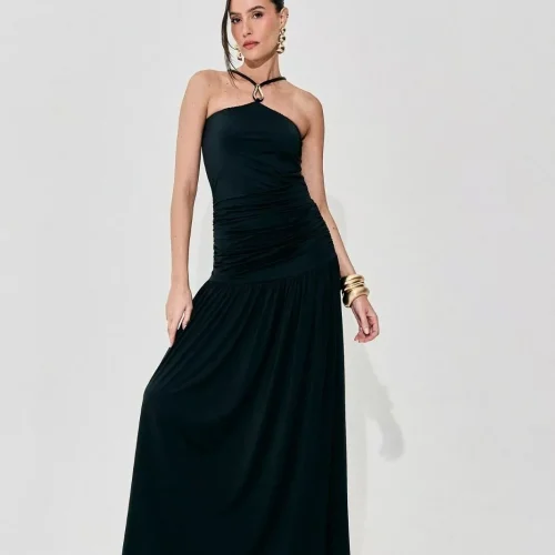 VESTIDO LARGO CON CORDON